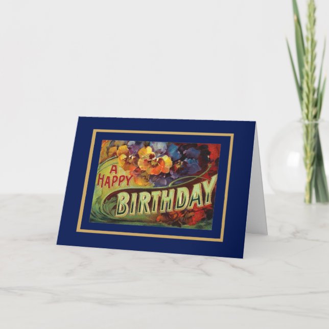 Tarjeta Card Vintage Happy Birday Greetings (Anverso)