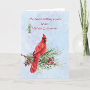 Tarjeta Cardenal de agradecimiento a clientes de Navidad e