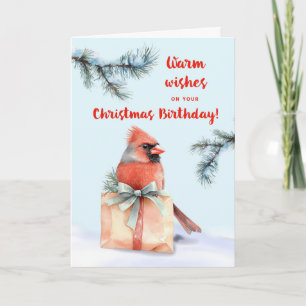 Tarjeta Cardenal de cumpleaños con acuarela de regalo