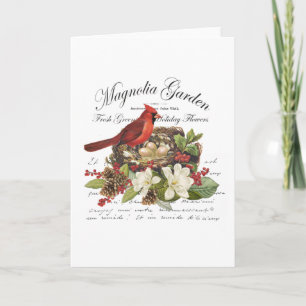 Tarjeta Cardenal moderno vintage de Navidad