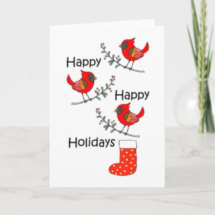 Tarjeta Cardenal Red Bird Gracioso Navidades navideños fel