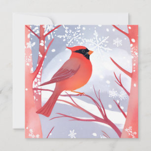 Tarjeta Cardenal Rojo   Hermosa Pintura de Acuarela