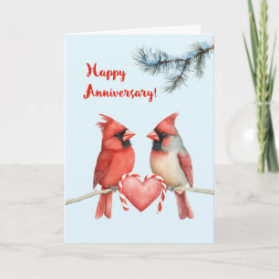 Tarjeta Cardenales de aniversario feliz