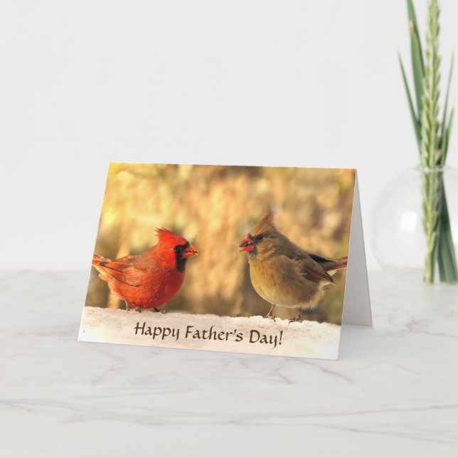 Tarjeta Cardenales en el Día del Padre de otoño (Anverso)