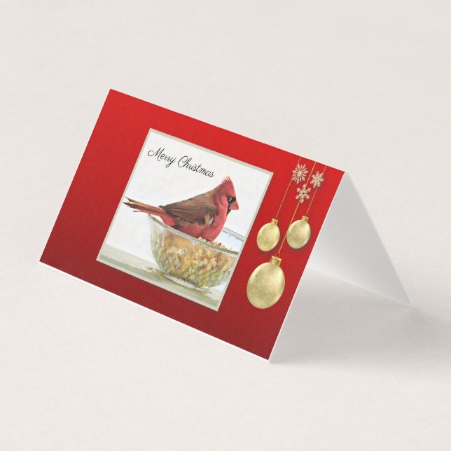 Tarjeta Cardenales y ornamentos - Calor y maravilla (Anverso)