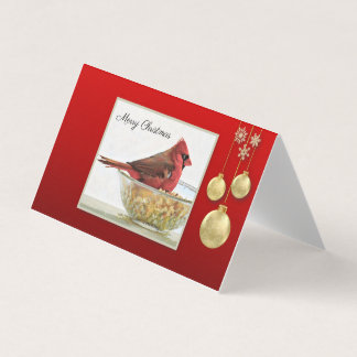 Tarjeta Cardenales y ornamentos - Calor y maravilla