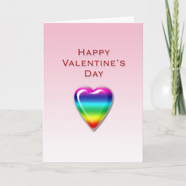Tarjeta cardíaca arcoiris día de San Valentín (Anverso)