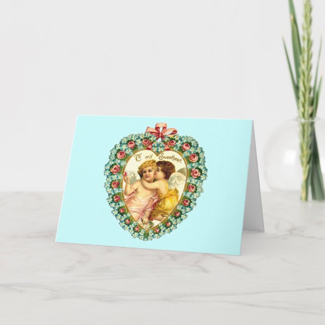 Tarjeta cardíaca de Cherubs vintage (Anverso)