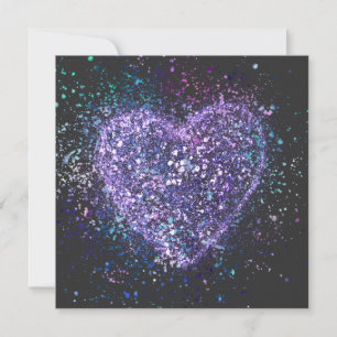 Tarjeta cardíaca púrpura para pintura de salpicadu