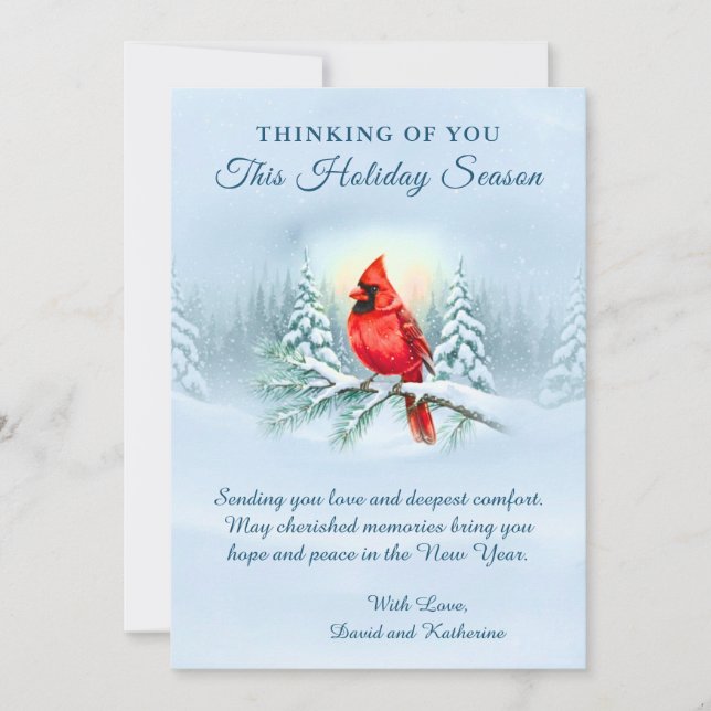 Tarjeta Cardinal Christmas Sympathy Condolence Holiday  (Anverso)