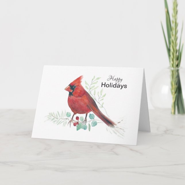 Tarjeta Cardinal Happy Holidays Card (Anverso)