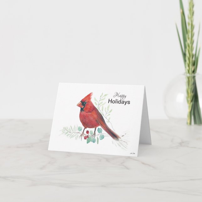 Tarjeta Cardinal Happy Holidays Card (Anverso)