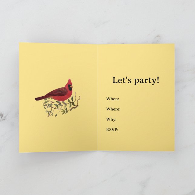 Tarjeta cardinal roja de invitación a partido amar (Interior)