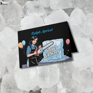 Tarjeta Cargando con sierra de jainas en el cumpleaños del