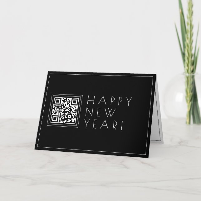 Tarjeta Cargar tu propio código QR | Año Nuevo Deco elegan (Anverso)