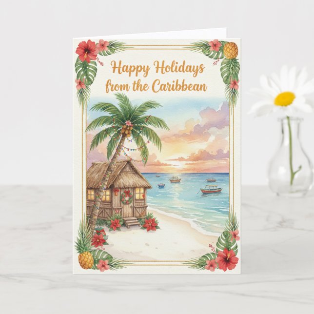 Tarjeta 'Caribbean Holidays' Folded Greeting Card (Planta pequeña)