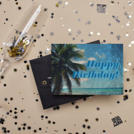 Tarjeta Caribe azul feliz cumpleaños