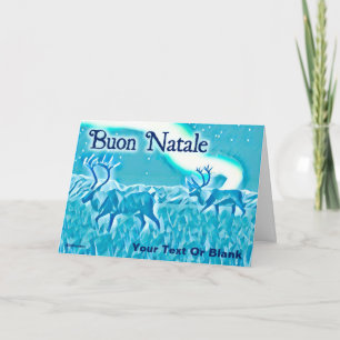 Tarjeta Caribú azul cristalino - Buon Natale