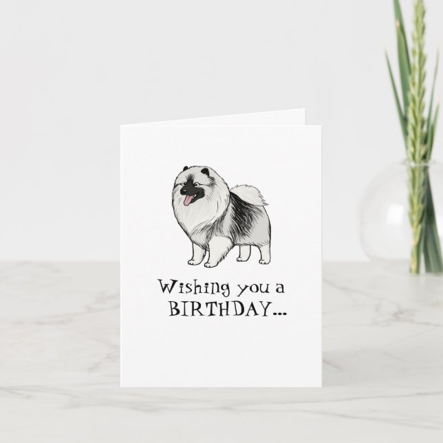 Tarjeta Caricatura de Keeshond Perro Keesie Kees Feliz cum (Anverso)