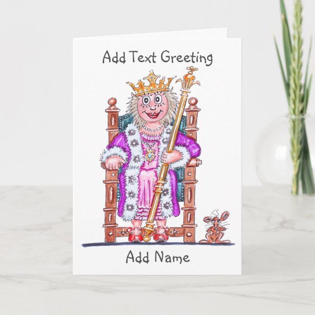 Tarjeta Caricatura de mujer reina o princesa (Anverso)