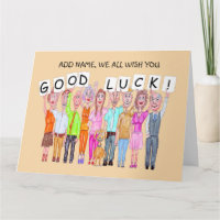 Caricatura de personas deseando buena suerte