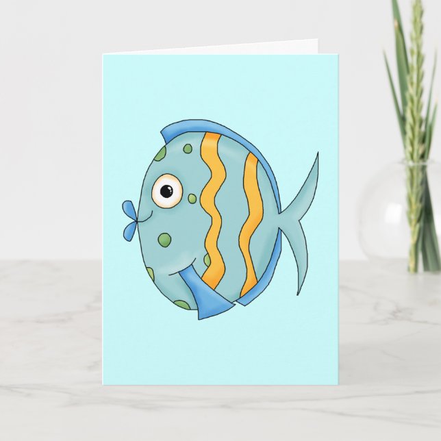 Tarjeta Caricatura De Pescado Tropical Cute (Anverso)