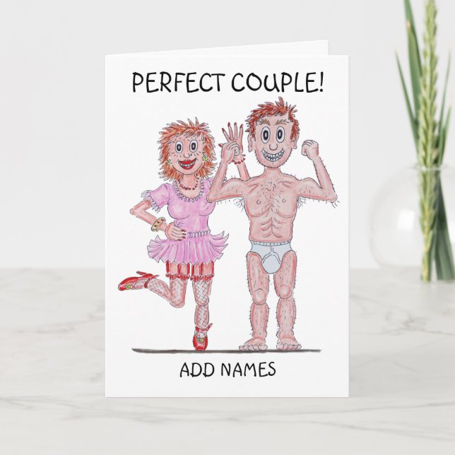 Tarjeta Caricatura de una pareja perfecta (Anverso)