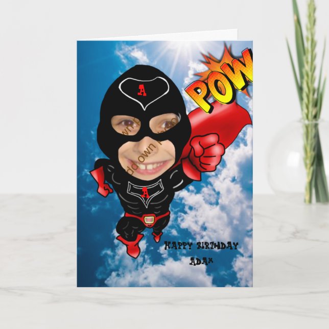 Tarjeta Caricatura fotográfica - cara en agujero (Anverso)