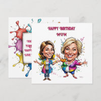 Caricaturas divertidas de cumpleaños para hija y m
