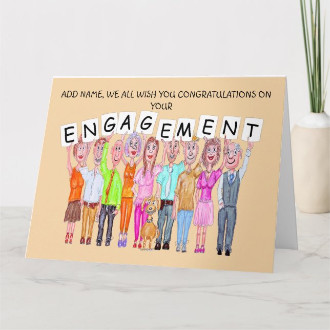 Tarjeta Caricaturas, felicitaciones de la gente por el com (Anverso)