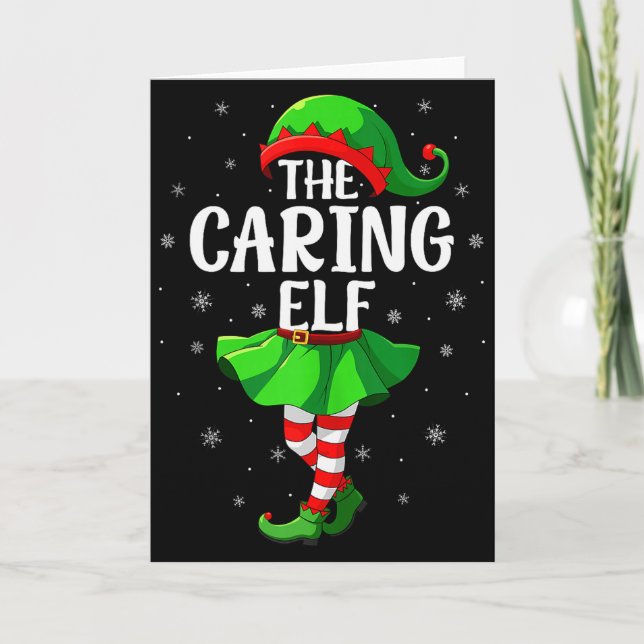 Tarjeta Caring Elf Christmas Girls Women Elf Squad Xmas Fa (Anverso)