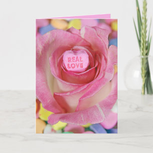 Tarjeta Cariño de dulces de San Valentín en rosa rosa rosa