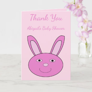 Tarjeta Cariñoso Conejo Rosa Cara de Bebé Cumple de Bebé P