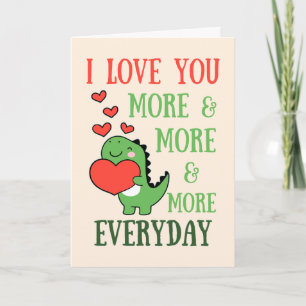 Tarjeta Cariñoso Dinosaurio Te Ama Más Cada Día San Valent