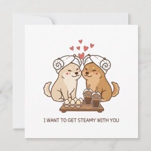 Tarjeta Cariñoso Te Amo Saludo Coreano Perros Jindo Sauna