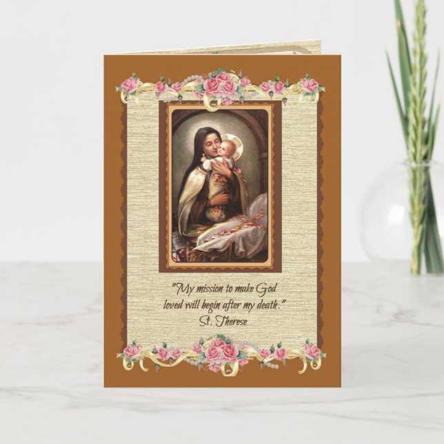 Tarjeta Carmelita católica religiosa de San Terés (Anverso)