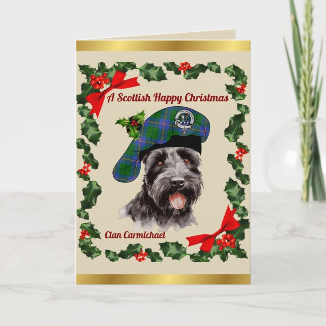 Tarjeta Carmichael Scottie Dog Xmas personalizado (Anverso)