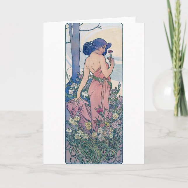 Tarjeta Carnación (Cuatro Flores), Alphonse Mucha (Anverso)