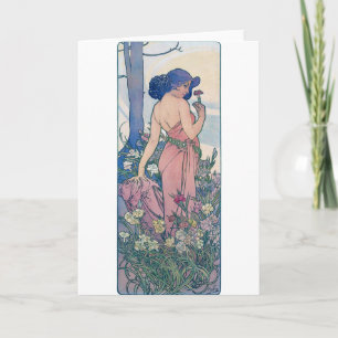 Tarjeta Carnación (Cuatro Flores), Alphonse Mucha