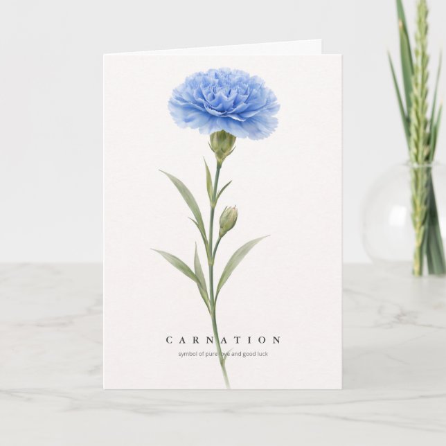 Tarjeta Carnation Botanical Art Symbol of Love & Good Luck (Anverso)