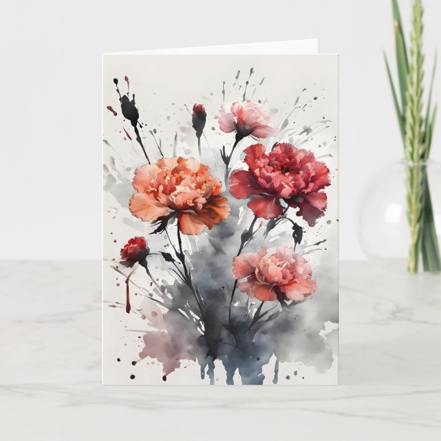 Tarjeta Carnation - Watercolor flowers (Anverso)
