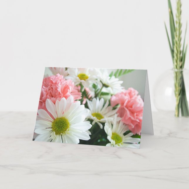 Tarjeta Carnation y Daisy Bouquet (Anverso)