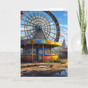 Tarjeta Carnaval Abandonado Rueda de Ferris Vacía
