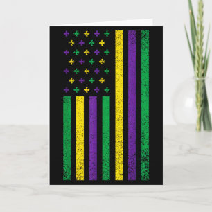Tarjeta Carnaval Americano Mardi Gras Bandera Patriótica M