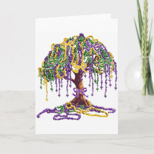 Tarjeta Carnaval Árbol de cuentas Mardi Gras Nueva Orleans