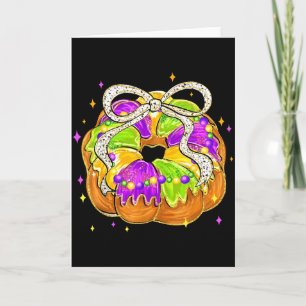 Tarjeta Carnaval de Mardi Gras Retro King Cake Coquette La