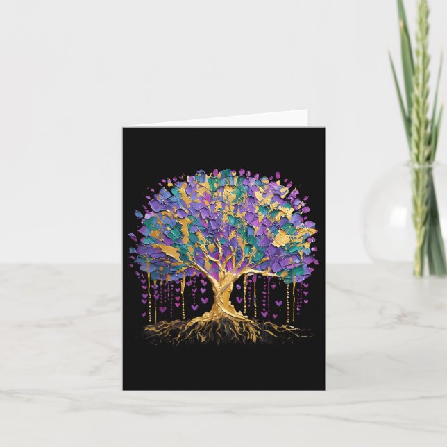 Tarjeta Carnaval del Árbol de Cuentas de Mardi Gras Nueva  (Anverso)