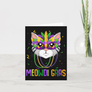 Tarjeta Carnaval en el desfile de Meowdi Gras Mardi Gras