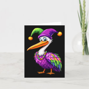 Tarjeta Carnaval Pelícano de Mardi Gras Amante de las niña