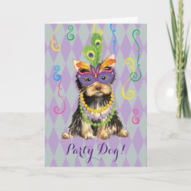 Tarjeta Carnaval Yorkie (Anverso)